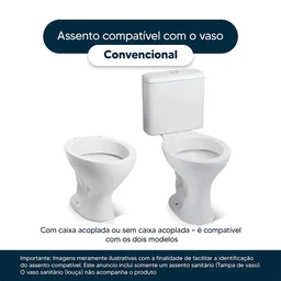 Assento Sanitário (tampa de vaso) Convencional Oval Branco Laqueado - 4