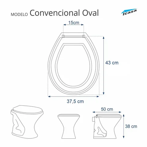 Tampa de Vaso Sanitário com Amortecedor Convencional Oval Branco para Bacia Icasa