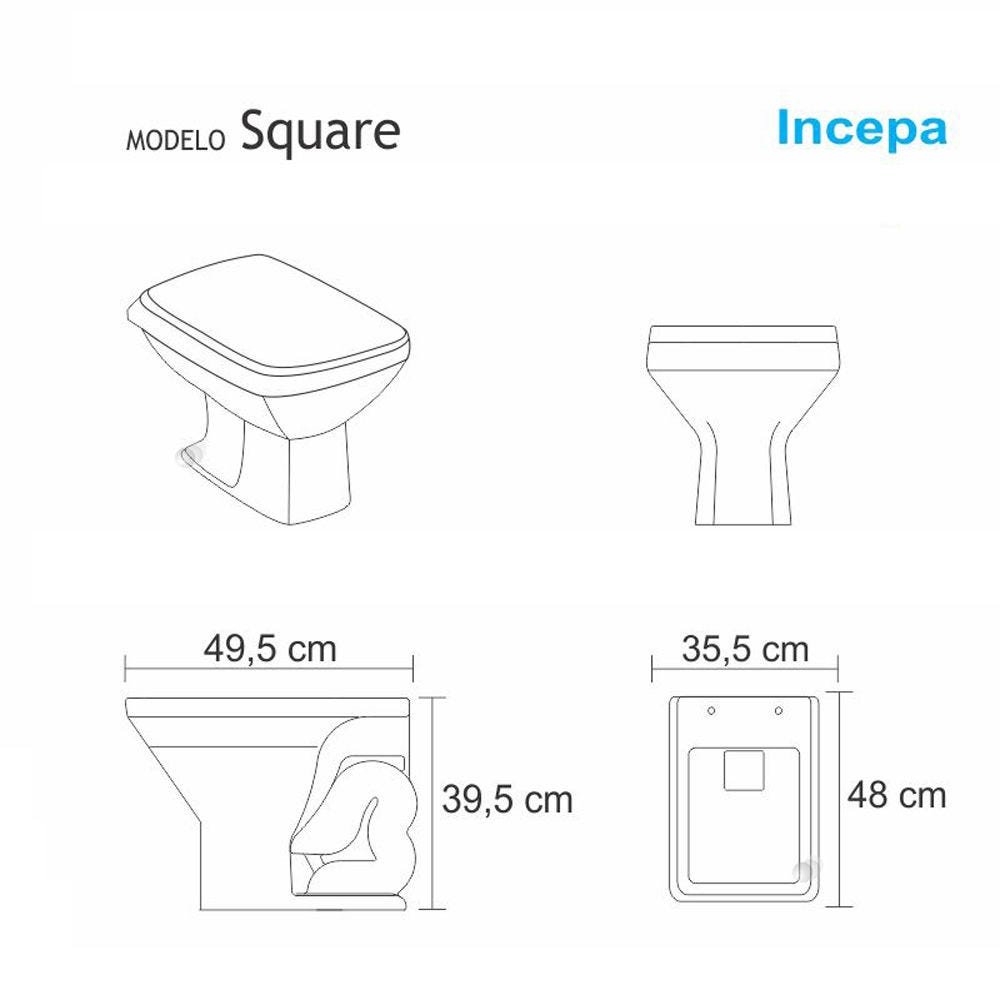 Assento Sanitário Square Ambar (Cinza Escuro) Para Louça Incepa Laufen - 2