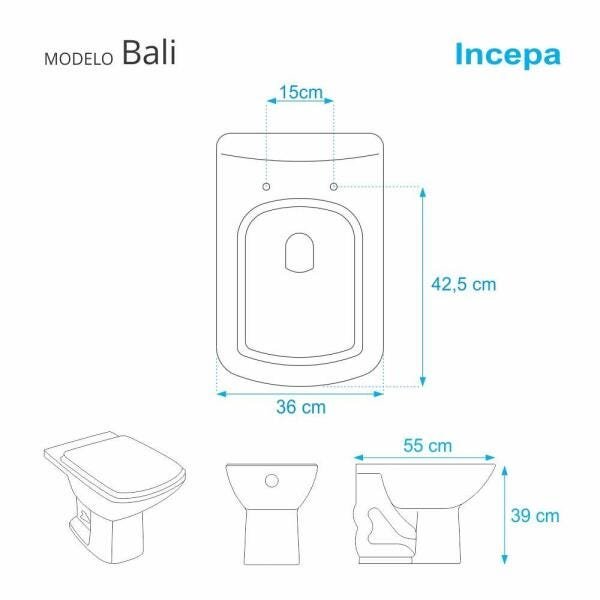 Assento Sanitário Bali Verde Água para Vaso Incepa - 2