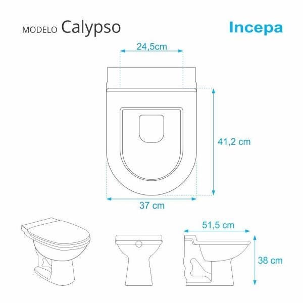 Assento Sanitário Calypso Azul Navy para vaso Incepa - 2