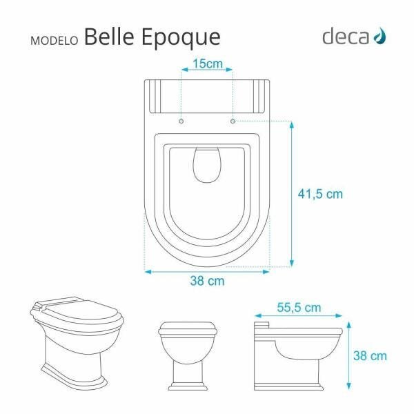 Assento Sanitário Belle Epoque Ébano (Preto) para vaso Deca - 2