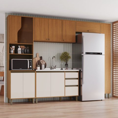 Cozinha Modulada Completa 6 Peças com Torre Quente 1 Forno e Paneleiro Venaly