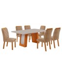 Ver imagem 3 de Conjunto de Jantar Carolina 6 Lugares Tampo MDF com Vidro e Cadeiras Melissa Off White 180cm Moderna