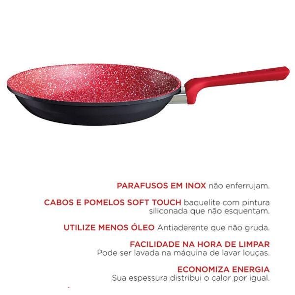 Frigideira Antiaderente ColorStone Titânio Fogão Indução Alumínio Livre de PFOA 24cm - Euro - 5