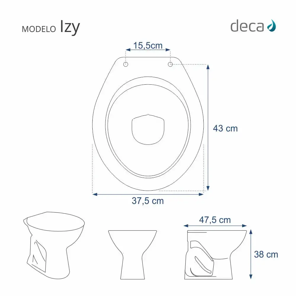 Tampa de Vaso Sanitário com Amortecedor Izy Branco para Bacia Deca - 1
