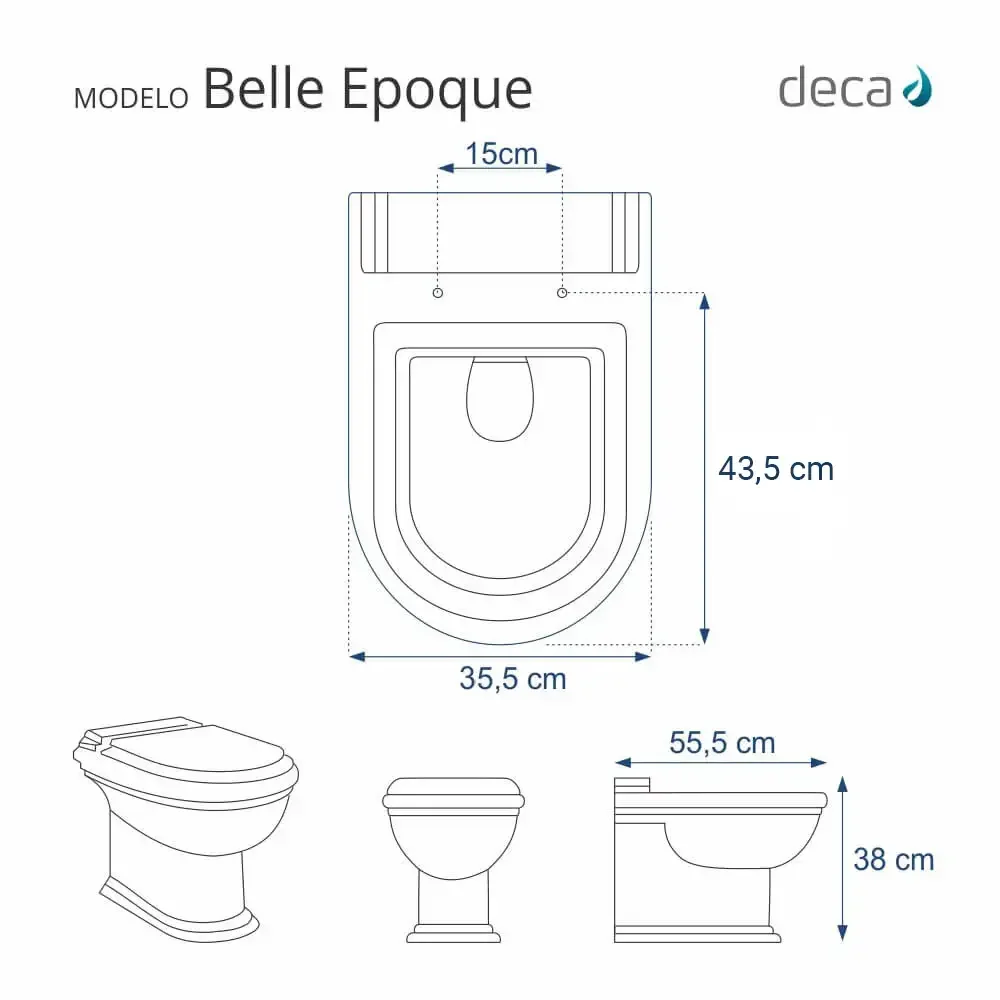 Tampa de Vaso Sanitário com Amortecedor Belle Epoque Creme para Bacia Deca - 3