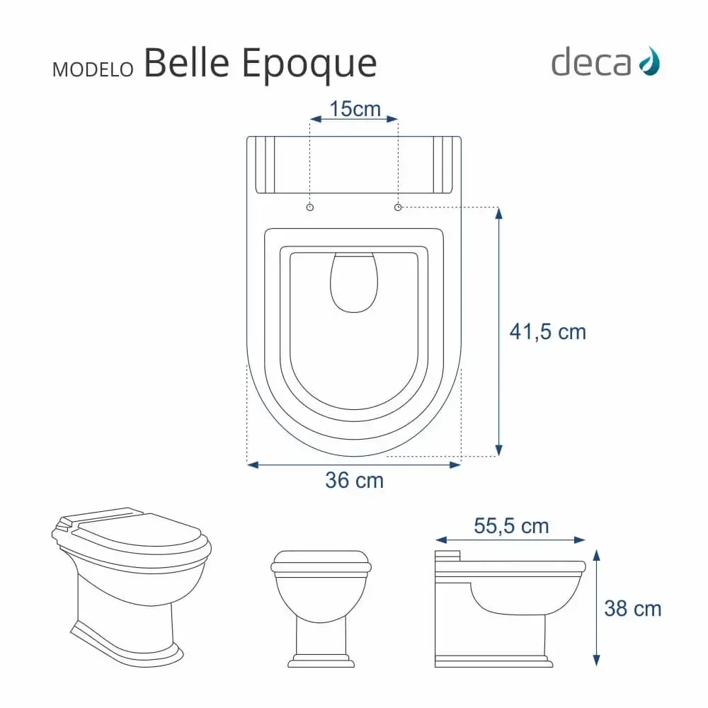 Assento Sanitário Fechamento Lento Belle Epoque Cinza Real para Vaso Deca - 3