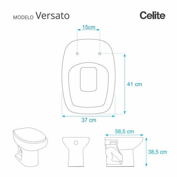 Assento Sanitário Versato Preto para vaso Celite - 2
