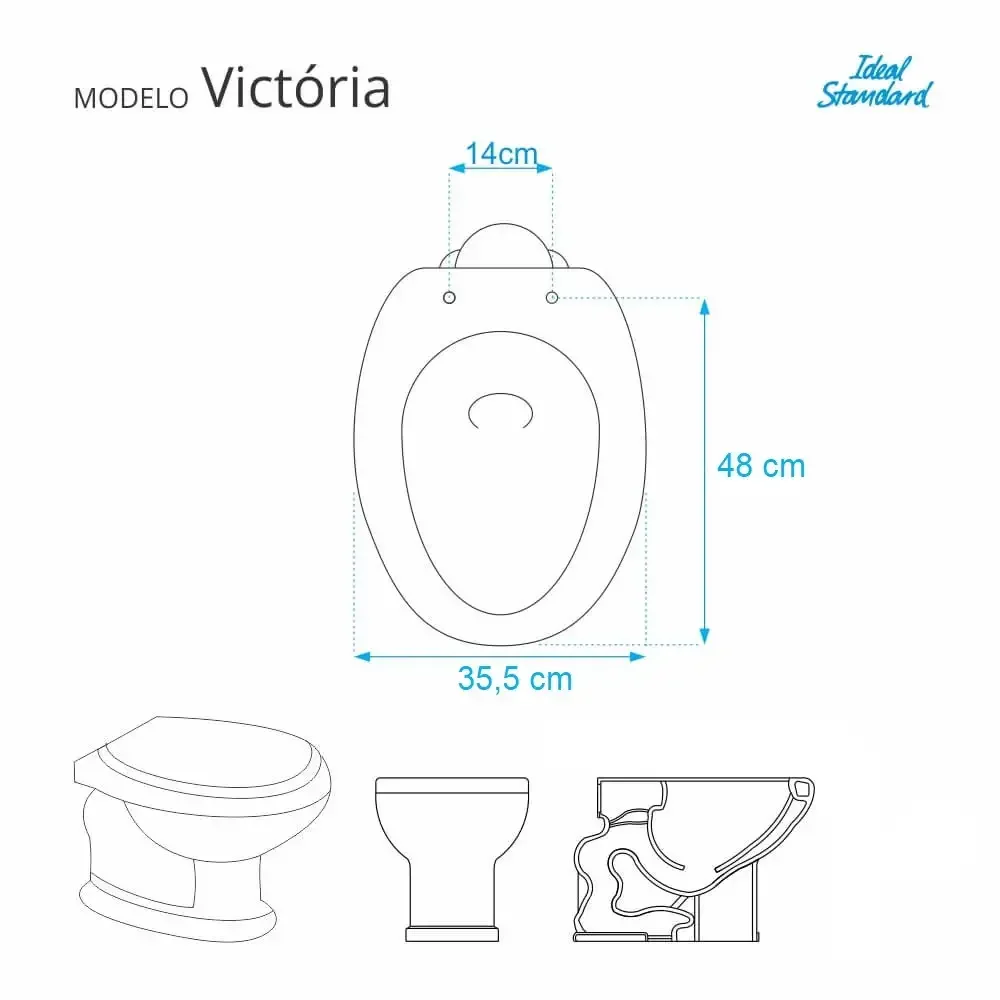 Assento Sanitário Victoria Cinza Quartzo para vaso Ideal Standard - 5
