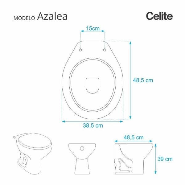 Assento Sanitário Azaléa Preto para vaso Celite - 2