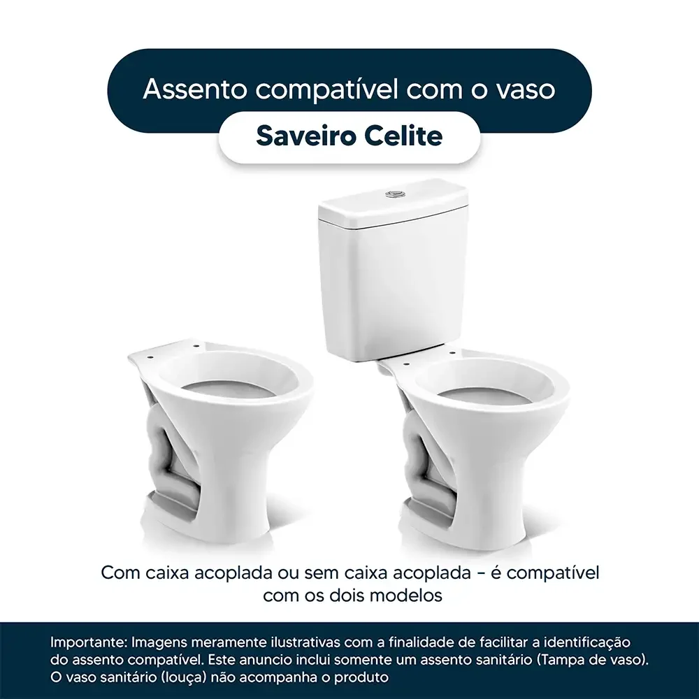 Assento Sanitário Saveiro Cinza Claro para vaso Celite - 4