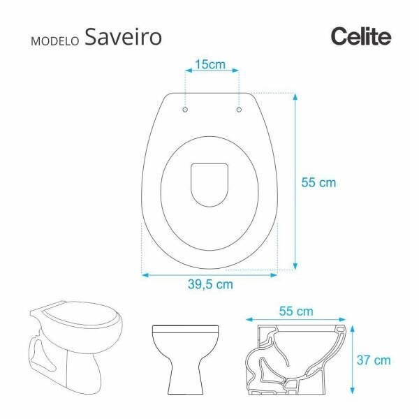 Assento Sanitário Saveiro Preto para vaso Celite - 2