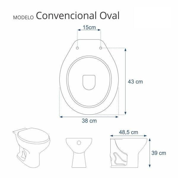 Assento Sanitário Convencional Oval Bone (Bege Claro) para vaso Ideal Standard - 2