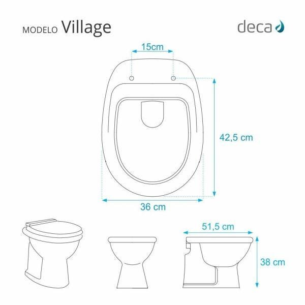 Assento Sanitário Village Ébano (Preto) para vaso Deca - 2