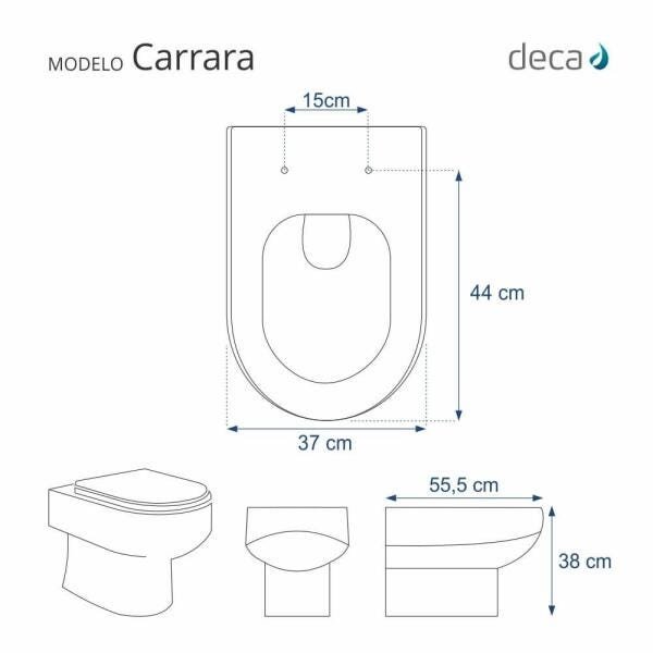 Assento Sanitário Poliester Carrara Preto Fosco Ferragem Preta - 2