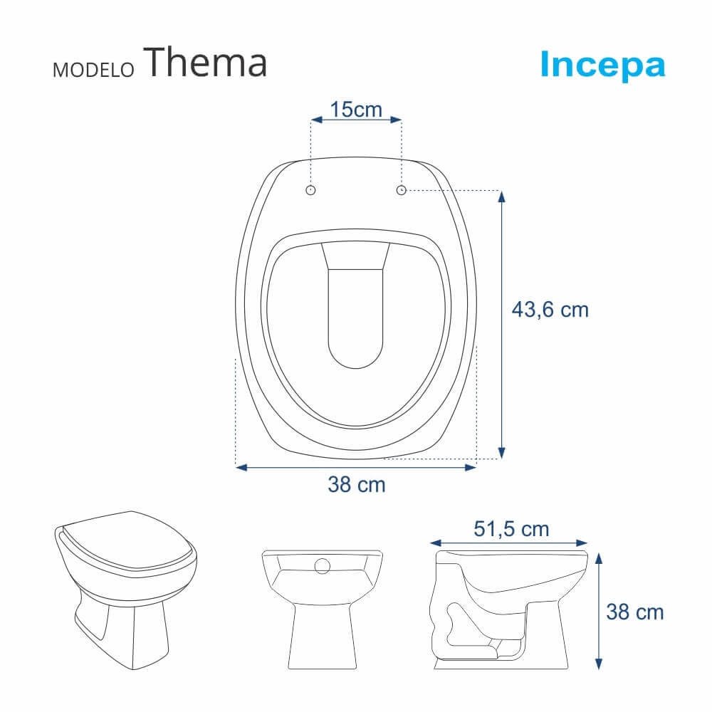Assento Sanitário Com Amortecedor Thema Branco Para Incepa - 2