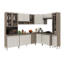 Ver imagem 2 de Armário de Cozinha Modulada Completa Fidelitá Paris 8 Peças 445cm 18 Portas 3 Gavetas com Tampo