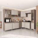 Ver imagem 1 de Armário de Cozinha Modulada Completa Fidelitá Paris 8 Peças 445cm 18 Portas 3 Gavetas com Tampo