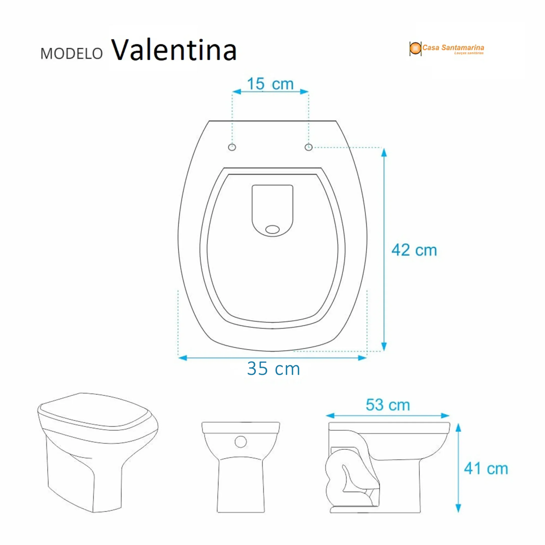 Assento Sanitário Valentina Branco Para Louça Santamarina - 3