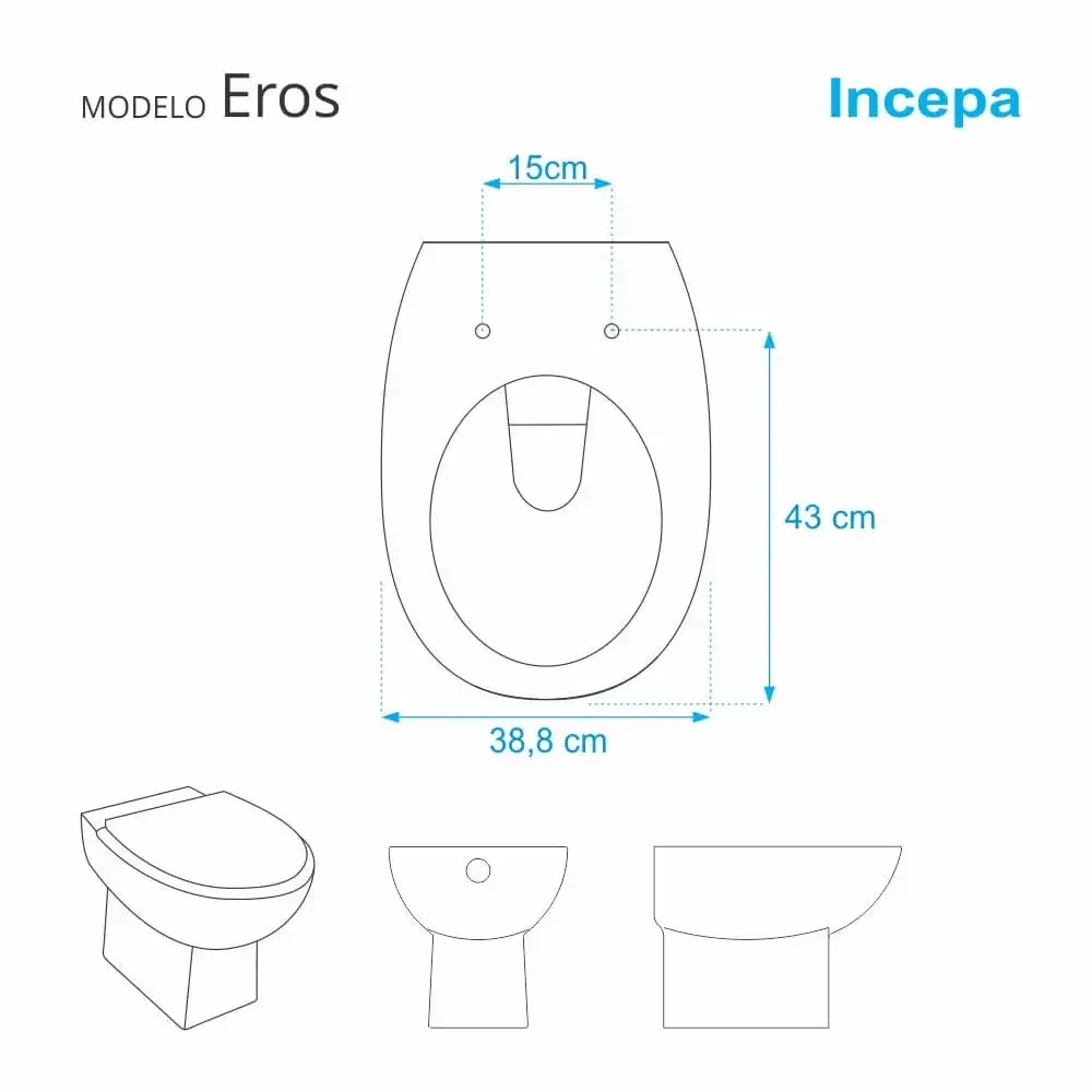 Tampa de Vaso Eros Cinza Platina (Cinza Claro) Para Bacia Incepa - 5
