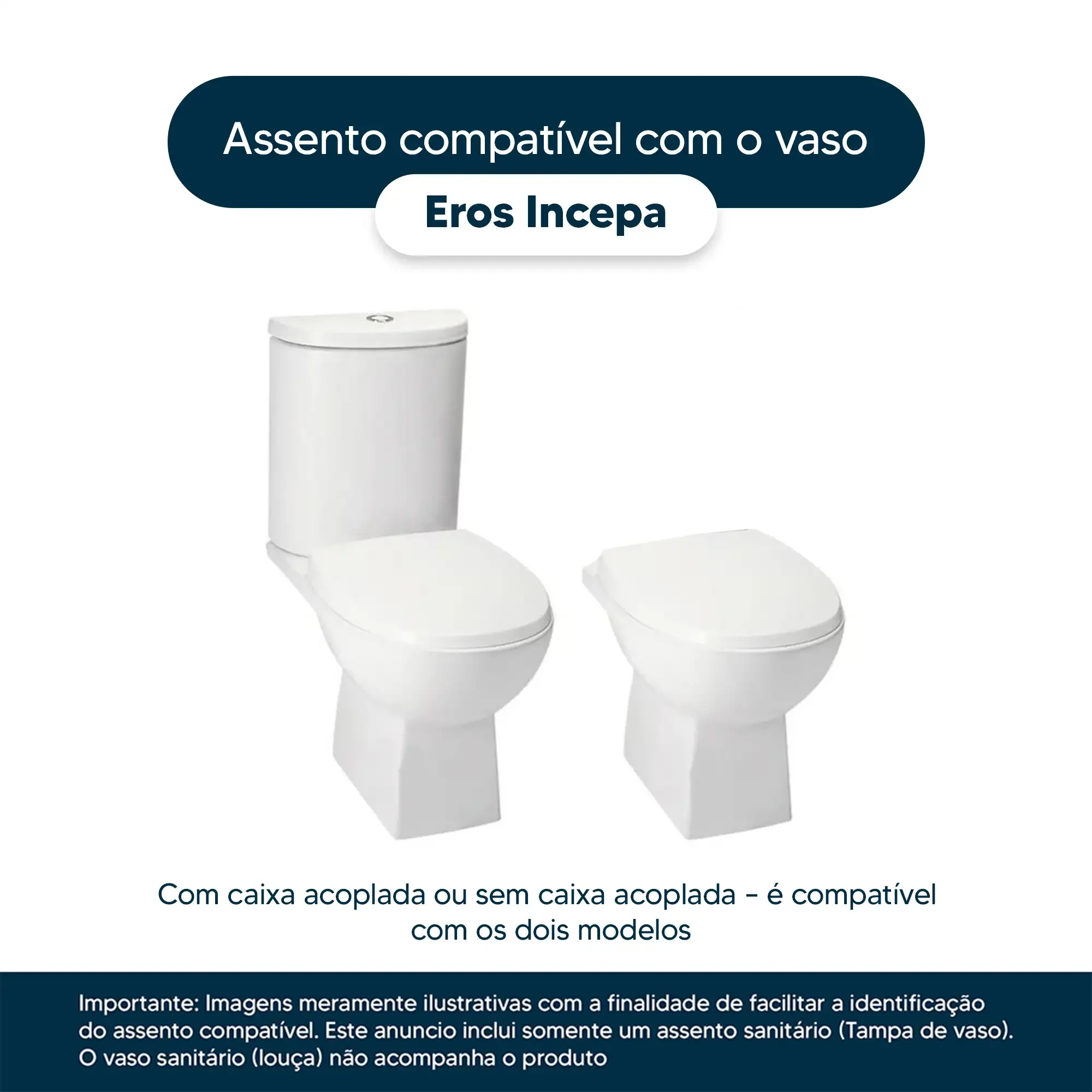 Tampa de Vaso Eros Cinza Platina (Cinza Claro) Para Bacia Incepa - 4