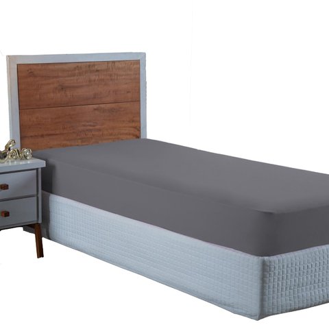 Lençol Solteiro Aveludado 400 Fios Cama Box e Infantil com Elástico Avulso:cinza