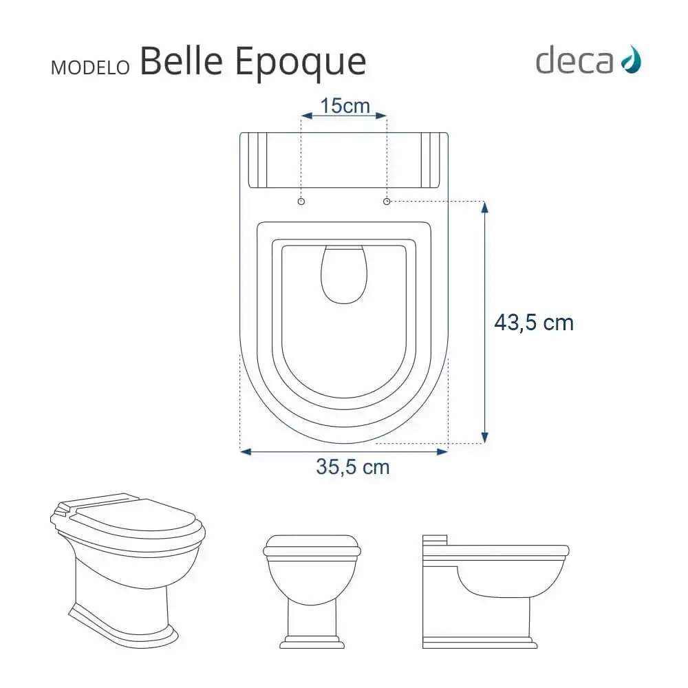 Tampa de Vaso Belle Epoque Creme (Bege Claro) Para Bacia Deca - 5