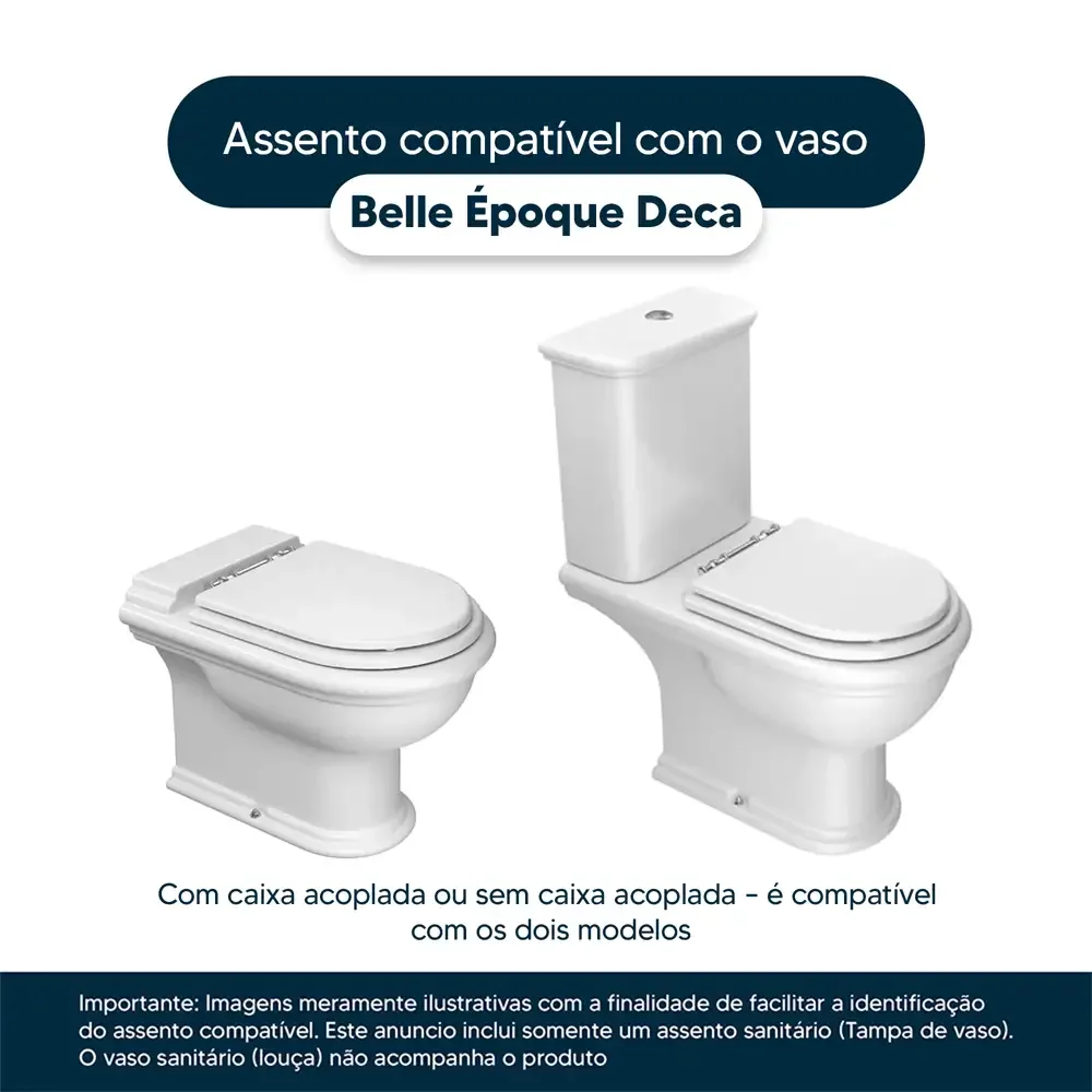 Tampa de Vaso Belle Epoque Creme (Bege Claro) Para Bacia Deca - 4
