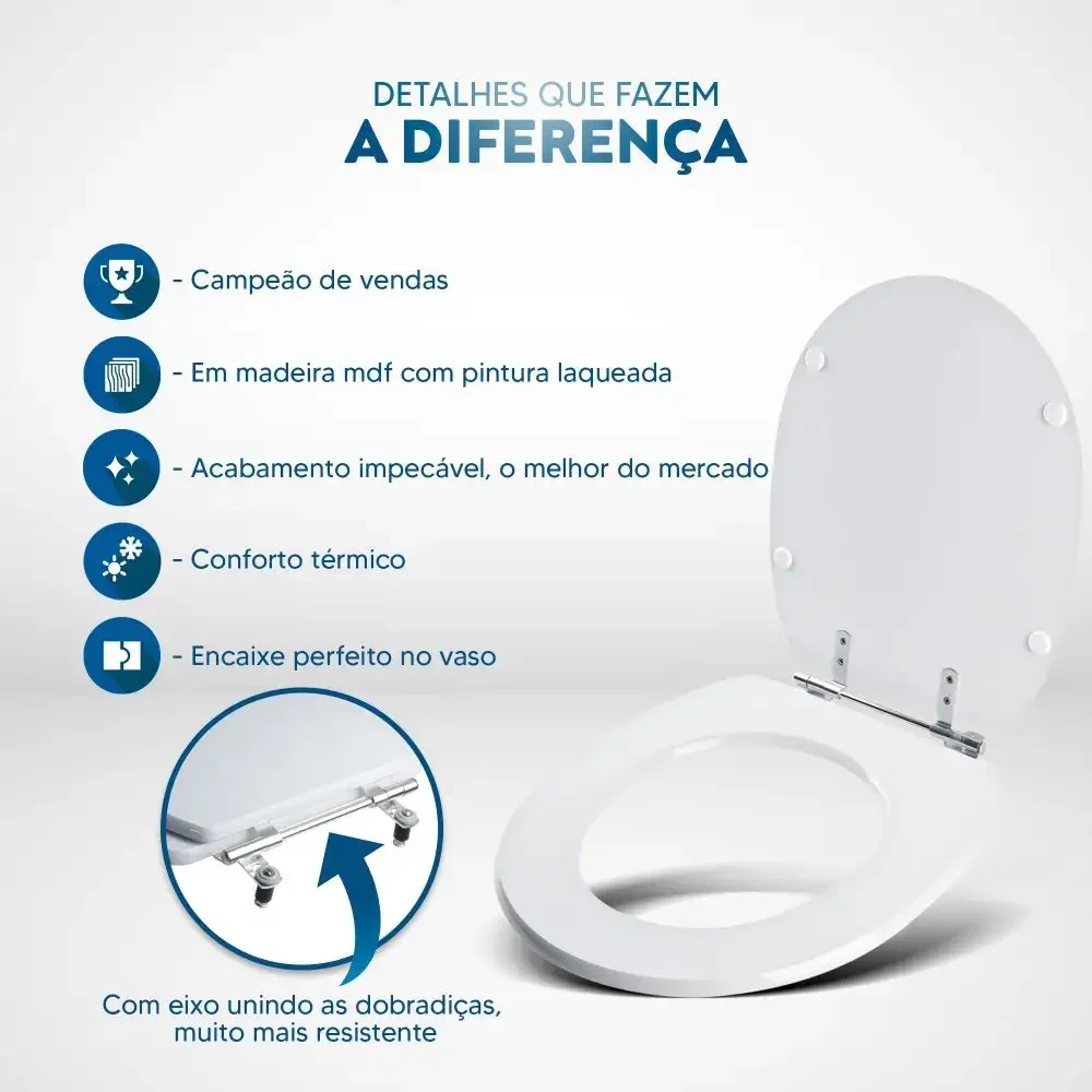 Tampa de Vaso Sanitário Aspen Cinza Real (Cinza Claro) para bacia Deca - 5