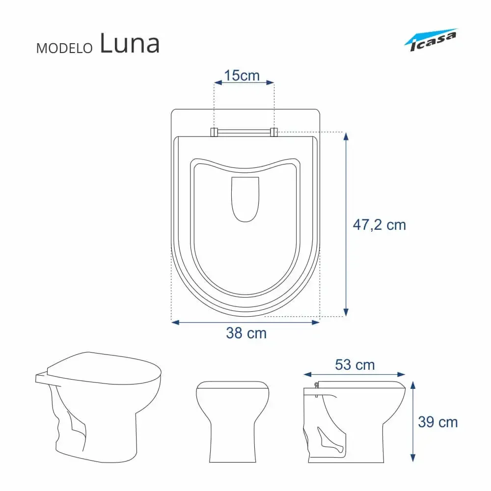 Tampa de Vaso Sanitário Luna Palha (Bege Claro) para bacia Icasa - 2