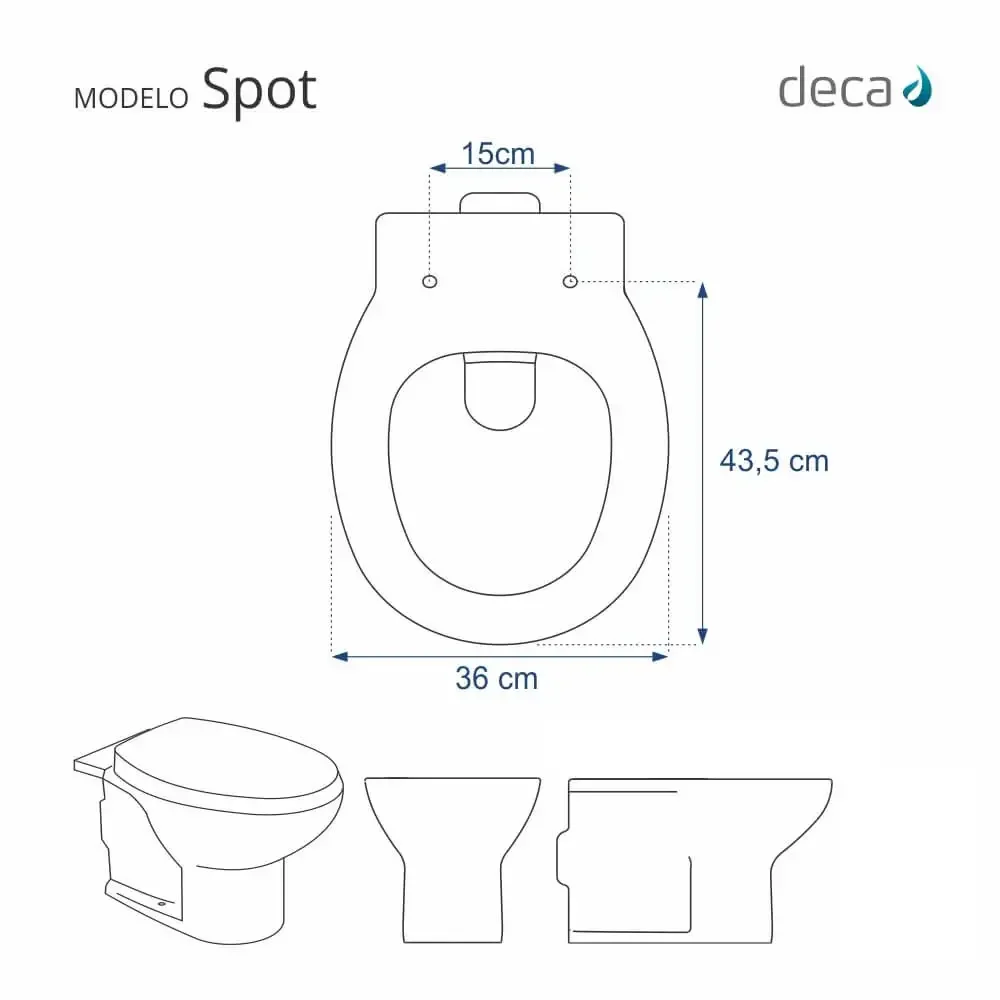 Assento Sanitário Fechamento Lento Spot Branco para Louça Deca - 3