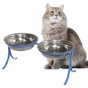 Ver imagem 1 de Comedouro Alto Pet Inox para Gatos Duplo Ração Agua Azul