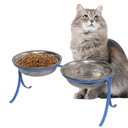 Ver imagem 2 de Comedouro Alto Pet Inox para Gatos Duplo Ração Agua Azul