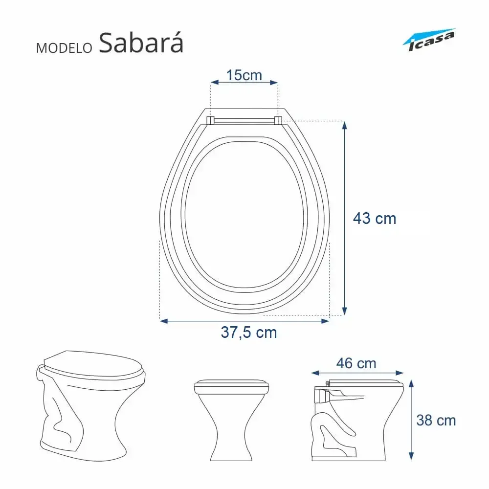 Assento Sanitário Fechamento Lento Sabará Branco para Louça Icasa - 2