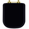 Assento Sanitário Poliester Piano Preto Fosco Ferragem Dourada para Vaso Deca - 1