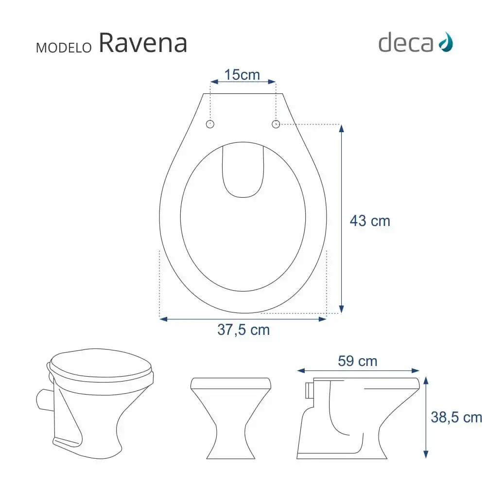 Tampa de Vaso Sanitário com Amortecedor Ravena Branco para Bacia Deca - 2