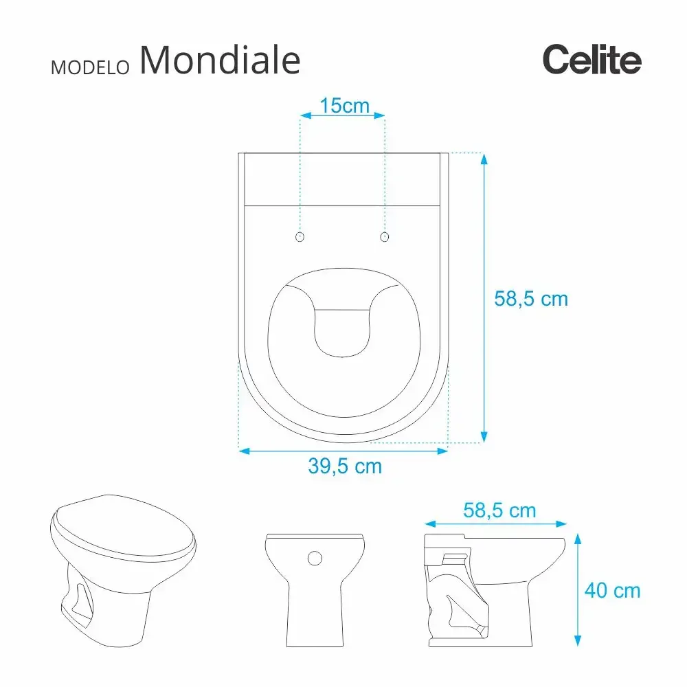 Assento Sanitário Mondiale Pergamon (Bege Claro) para vaso Celite - 2