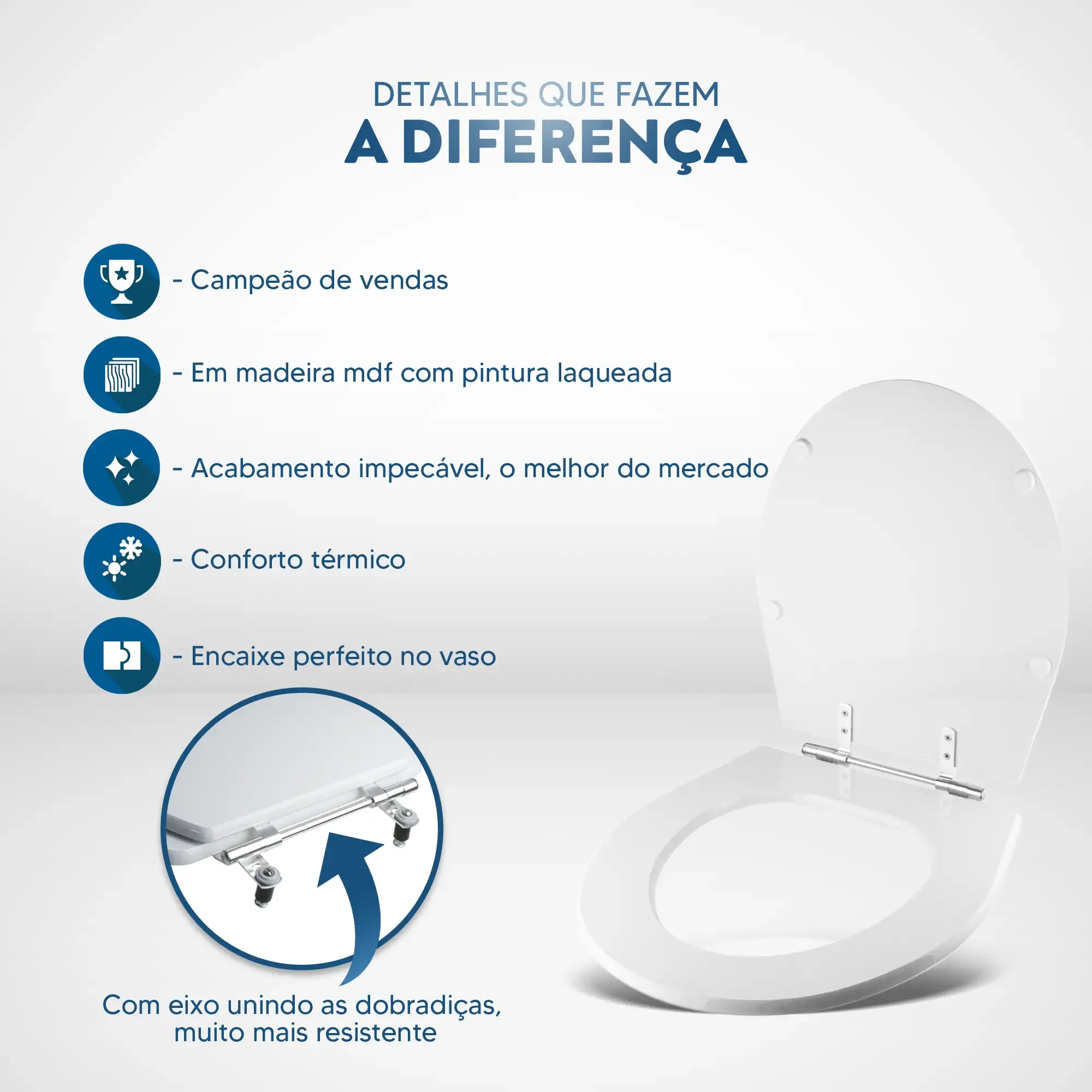 Assento Sanitário Windsor Branco para vaso Deca - 3