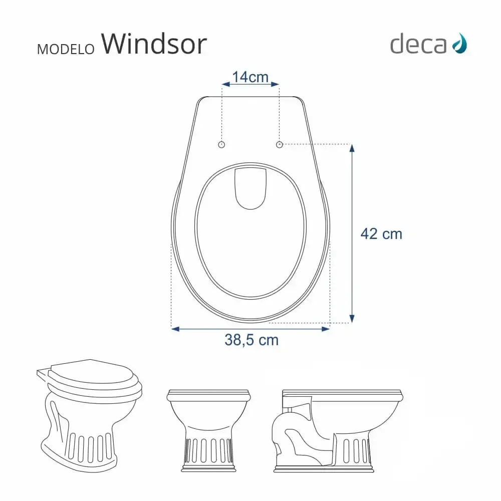 Assento Sanitário Windsor Branco para vaso Deca - 5