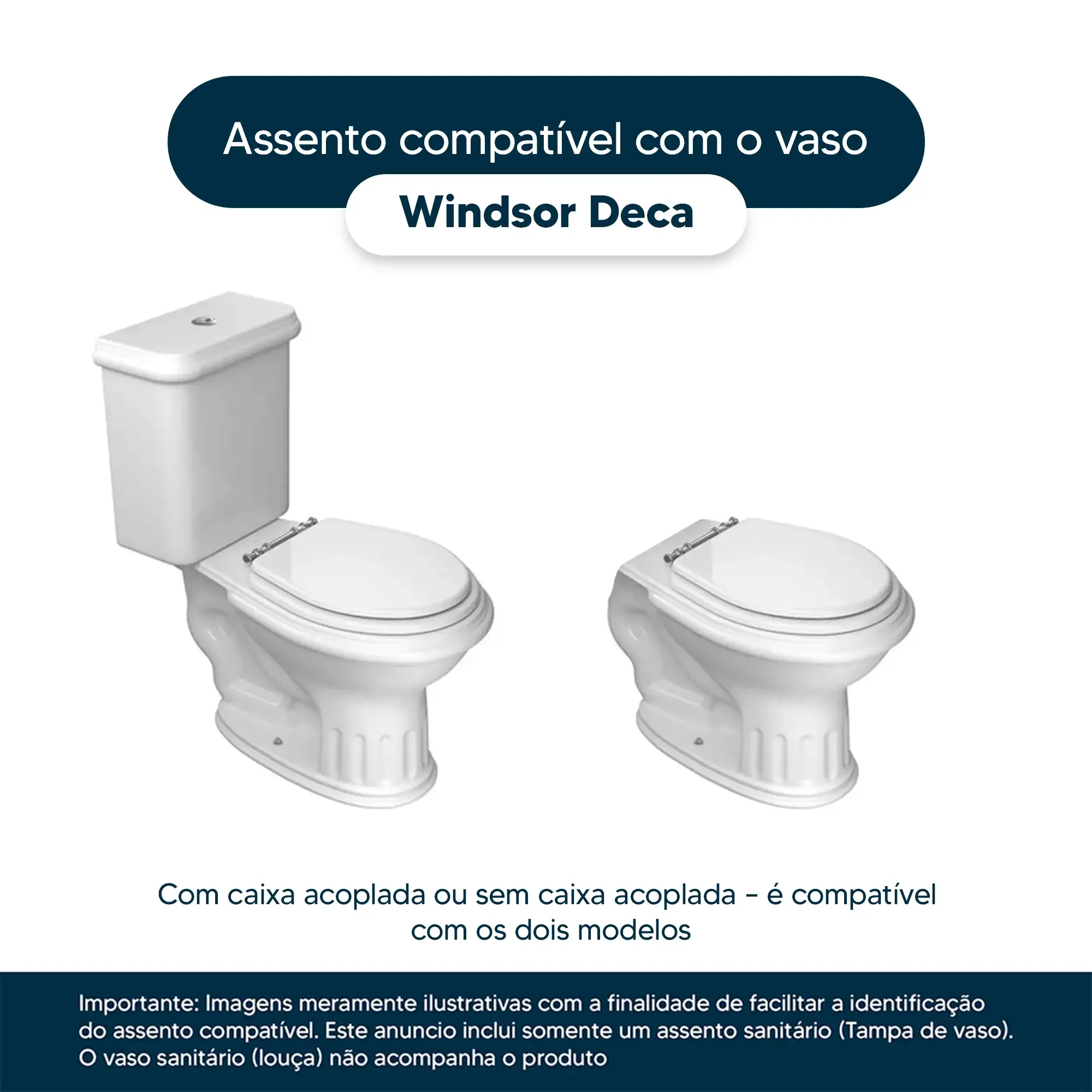 Assento Sanitário Windsor Branco para vaso Deca - 4