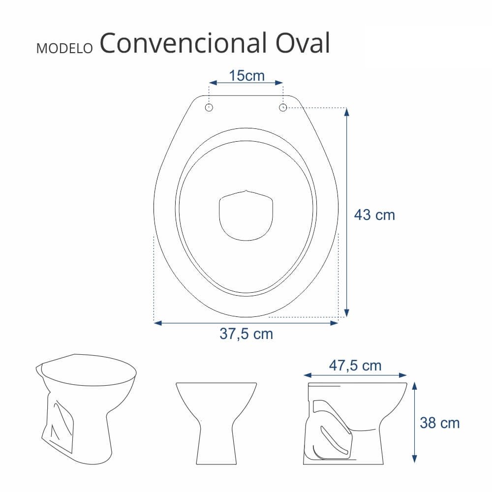 Assento Sanitário Convencional Oval Azul - 2