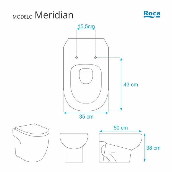 Assento Sanitário Meridian Branco para vaso Roca - 3