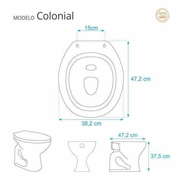 Assento Sanitário Colonial Marfim (Bege Claro) para vaso Hervy - 2