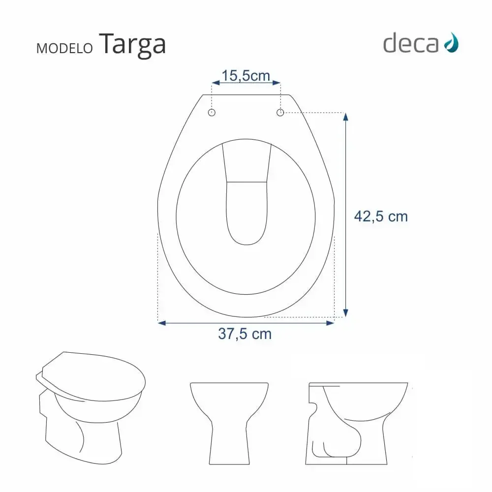Assento Sanitário Targa Cinza Real para vaso Deca - 5