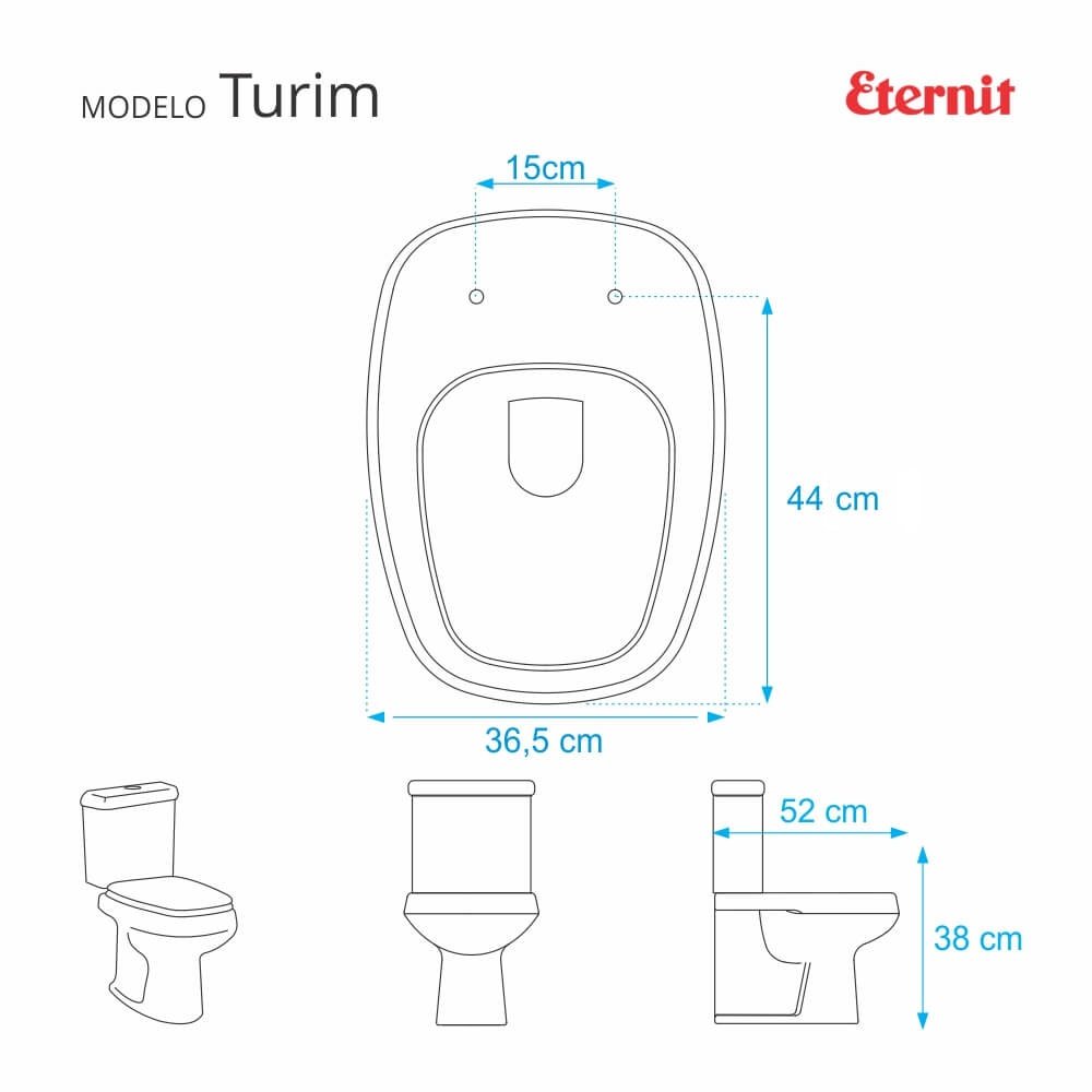 Assento Sanitário Turim Branco Para Bacia Sanitária Eternit - 2