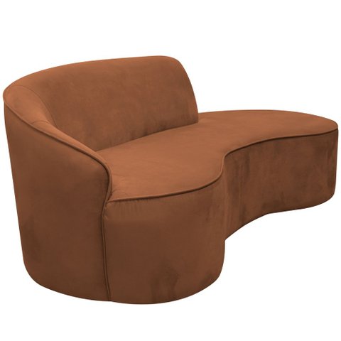 Sofá Curvo 03 Lugares 210cm Eron Braço Direito Veludo Camel - Nexta Casa