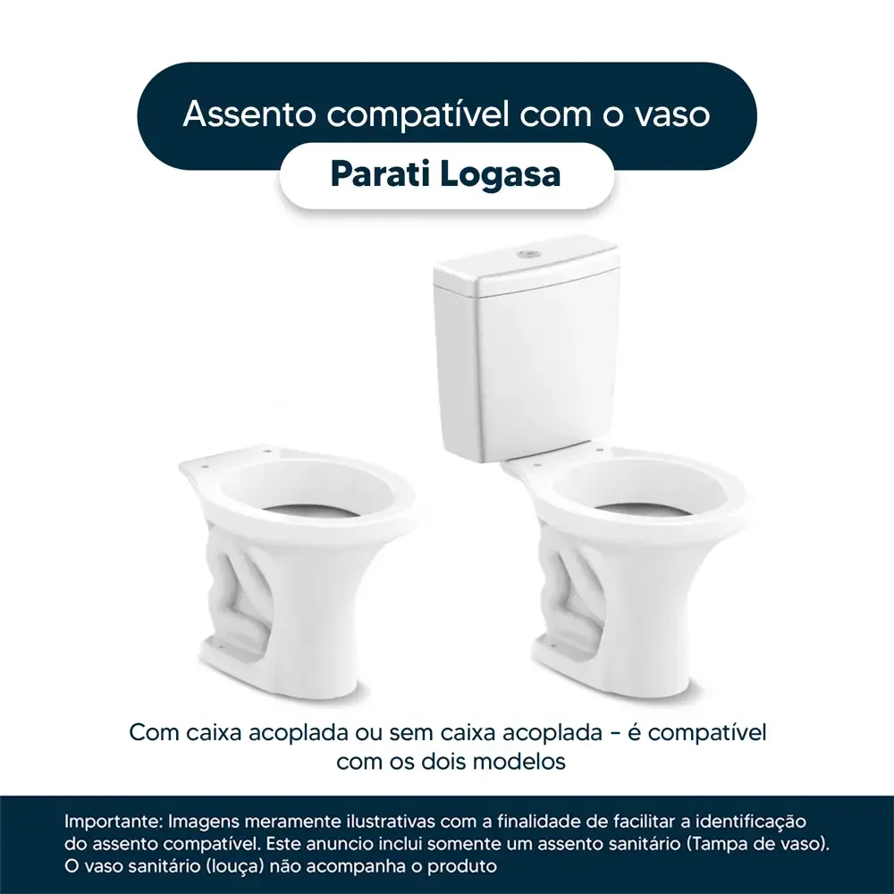 Assento Sanitário Parati Areia (Bege) para vaso Logasa - 4