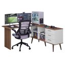 Ver imagem 3 de Mesa para Computador Gamer em L 3 Gavetas Branco/rustic Lisboa Madesa