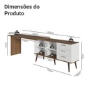 Ver imagem 5 de Mesa para Computador Gamer em L 3 Gavetas Branco/rustic Lisboa Madesa